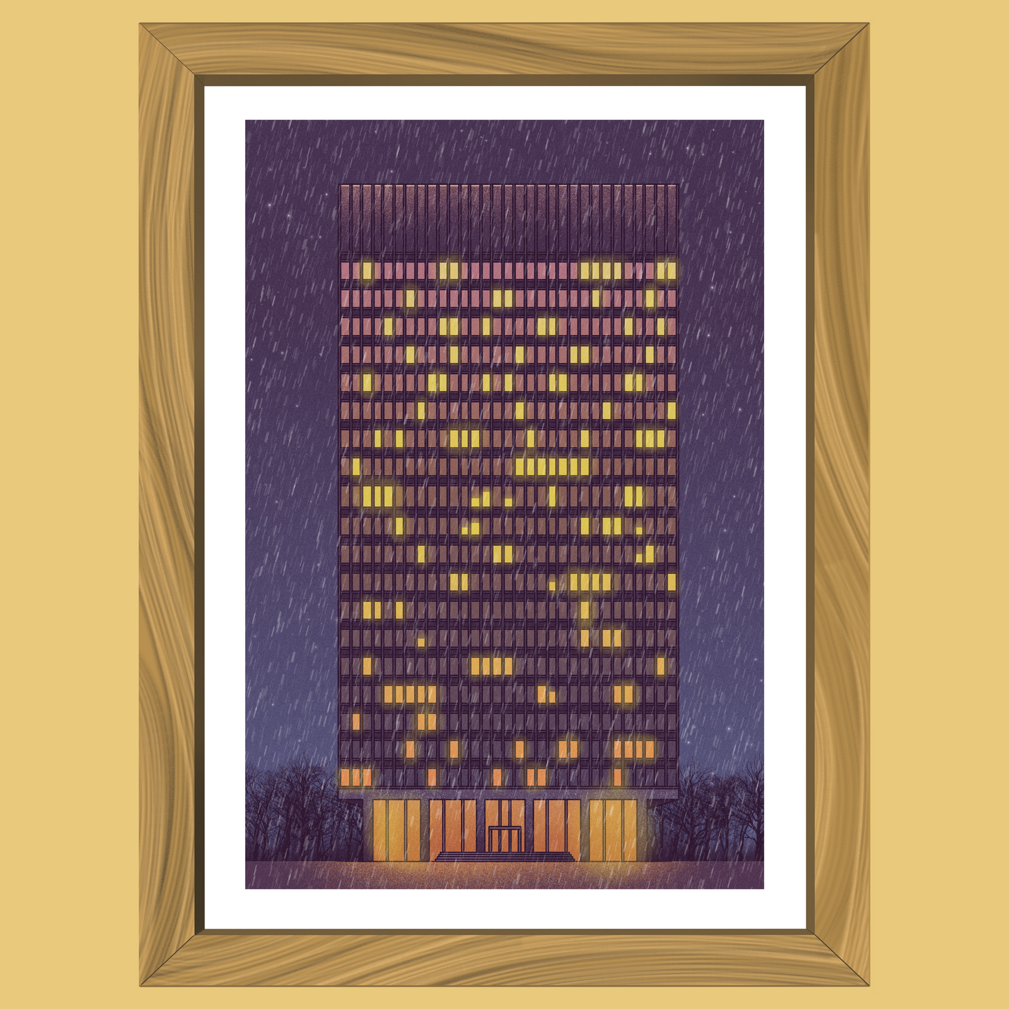 Arts Tower In The Rain - Art Print - Professor Broke